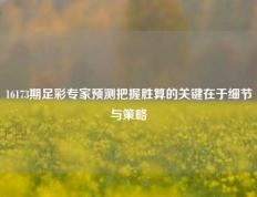 16173期足彩专家预测把握胜算的关键在于细节与策略