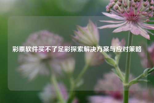 彩票软件买不了足彩探索解决方案与应对策略