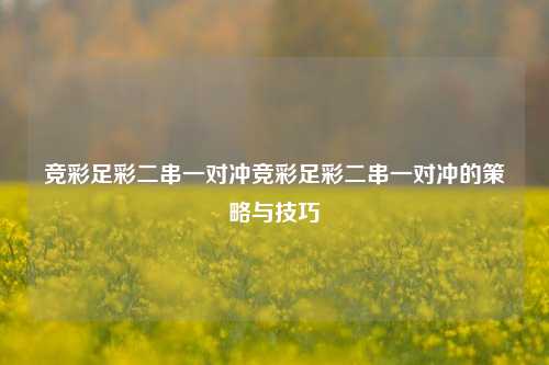 竞彩足彩二串一对冲竞彩足彩二串一对冲的策略与技巧