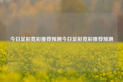 今日足彩竞彩推荐预测今日足彩竞彩推荐预测