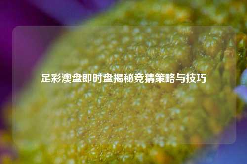 足彩澳盘即时盘揭秘竞猜策略与技巧