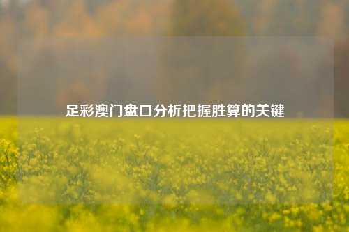 足彩澳门盘口分析把握胜算的关键