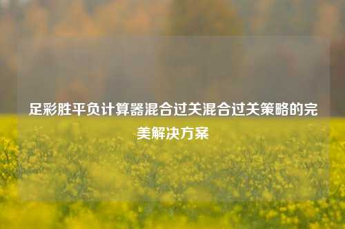足彩胜平负计算器混合过关混合过关策略的完美解决方案