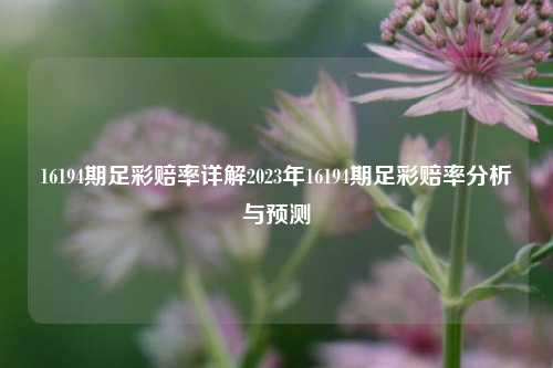 16194期足彩赔率详解2023年16194期足彩赔率分析与预测
