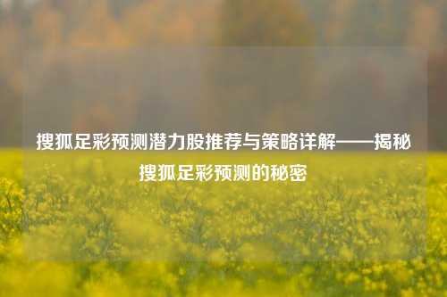 搜狐足彩预测潜力股推荐与策略详解——揭秘搜狐足彩预测的秘密