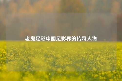 老鬼足彩中国足彩界的传奇人物