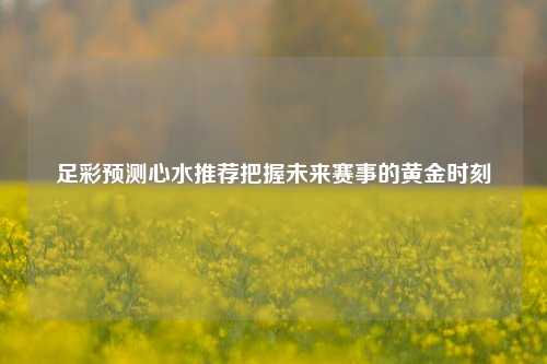 足彩预测心水推荐把握未来赛事的黄金时刻